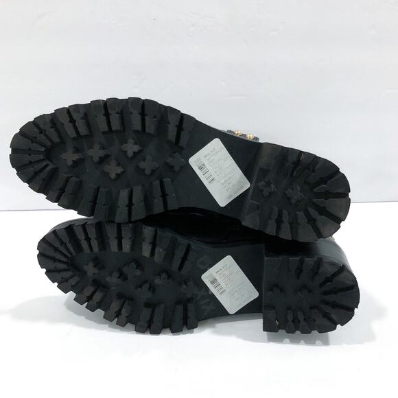 NWT Karl Lagerfeld Pixie Pearl Embellished Black Leather Moto Boots Booties - Picture 9 of 12